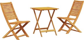 vidaXL Set Bistro Pliabil 3 pcs Maro Lemn Solid de Acacia