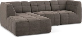 Colțar maro cu tapițerie din țesătură bouclé (cu colț pe partea stângă/cu șezlong) Aloha – Makamii