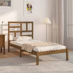 3105913 vidaXL Cadru de pat mic single, maro miere, 75x190 cm, lemn masiv