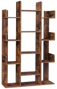 Bibliotecă, bibliotecă din lemn cu 13 rafturi depozitare, 86 x 25 x 140 cm