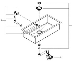 GROHE 31580SD1 - Chiuvetă de bucătărie K700, 864 × 464 mm, oțel inoxidabil