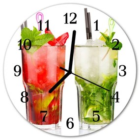 Ceas de perete din sticla rotund Cocktail-uri Băuturi Roșu, verde