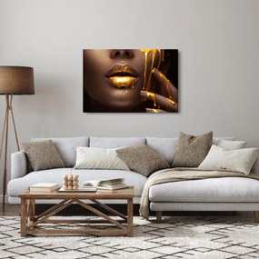 Tablou - Femeie cu buze aurii (90x60 cm)