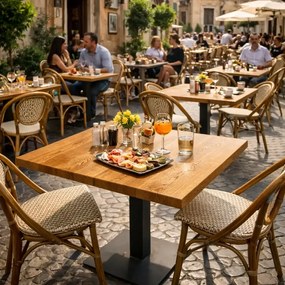 Masa din MDF, patrata texturata, Homs, nuc-negru, 80x80x75 cm, A0110