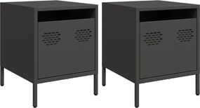 vidaXL Noptiere, 2 buc., negru, 35x39x43,5 cm, oțel