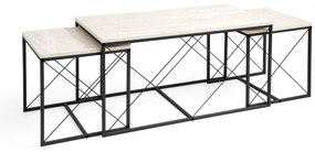 Set 3 măsuțe cafea Defenella (Marmură + negru). 1107088