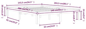 Cadru de pat, negru, 140x200 cm, lemn masiv de pin Negru, 140 x 200 cm