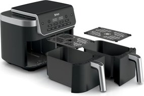 Friteuza cu aer cald Ninja Foodi Dual Zone DZ801EU, 2470 W, Zone de gatit independente, 7,6 l, 6 programe, 40-240°C, Max Crisp, Sync, Gri/Inox