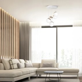 Lustră pe cablu SFERA WOOD 5xE14/40W/230V alb