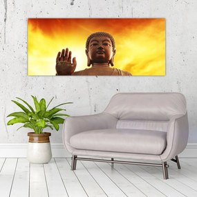 Tablou - Buddha cu fundal roșu și galben (120x50 cm)