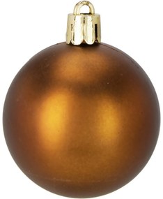 Set de 16 ornamente de Crăciun Festive Sparkles,auriu maro, diametru 6 cm, plastic
