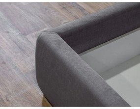 Pat matrimonial 160x200 cm gri închis tapițat cu spațiu de depozitare cu somieră Jade – Bobochic Paris