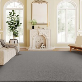 HOMCOM Covor living 200 x 140 cm, covor cu fire lungi, lavabil la mașină, antiderapant, din blană sintetică, gri deschis | Aosom Romania