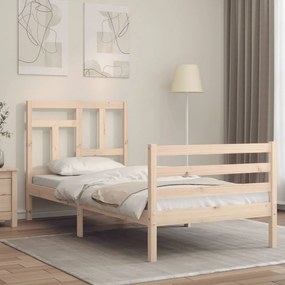 3194926 vidaXL Cadru de pat cu tăblie single, lemn masiv