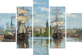 Tablou - Claude Monet, Ships Riding on the Seine at Rouen, reproducere (150x105 cm)