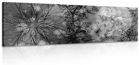 Tablou Mandala florală în design alb-negru