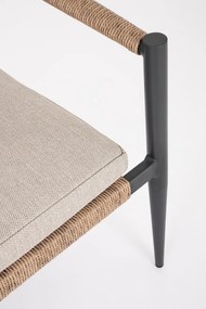 Scaun de gradina din aluminiu, cu perna detasabila, antracit / maro, Jandia Bizzotto