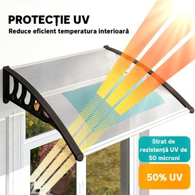 Outsunny Copertina moderna din policarbonat, 110x60x18 cm, gri | Aosom Romania