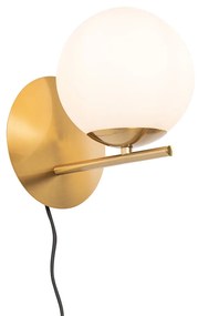 Lampă de perete Art Deco aurie cu sticlă opală - Flore