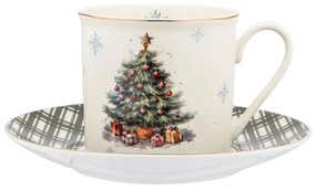 Altom Ceasca de porțelan cu farfurioară ChristmasTree 260 ml
