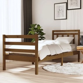 3100617 vidaXL Cadru de pat Small Single 2FT6 maro miere, 75x190 cm lemn masiv