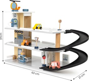 Garaj mare din lemn cu lift pentru mașini spălătorie auto cu elicopter