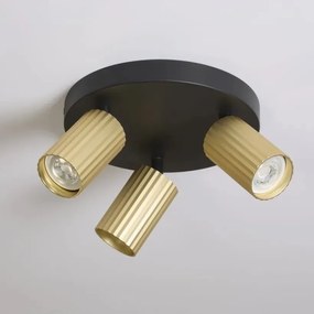 Aplica cu 3 spoturi din aluminiu canelat Anna auriu