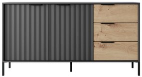 Comodă Rastafa 2D3S (Stejar artisan + Negru). 1071379