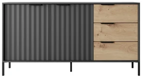 Comodă Rastafa 2D3S (Stejar artisan + Negru). 1071379