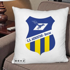 Perna Personalizata CS Aerostar Bacau Fotbal, 40x40 cm, Alb Pufos, Husa Detasabila, Perna Inclusa, BEKZ®