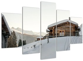 Tablou - cabana montană în zăpadă (150x105 cm)