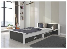 Pat Dormitor ALDEX Cu Sertar Gri Inchis/Alb 90x200cm