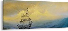 Tablou - Pictură barcă pe mare (120x50 cm)