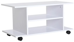 HomCom, comoda TV din lemn cu roti, 80x40x40cm, alb | Aosom Ro