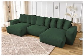 Colțar verde cu tapițerie din catifea reiată Voltaire – Bobochic Paris