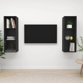 Dulapuri TV montaj pe perete, 2 buc., negru, PAL 2, Negru