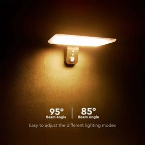 LED lampă solară de perete cu senzor, 15W, 3,2V, 4000K/6000K, IP65, negru