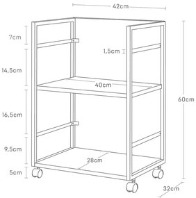 Etajeră pe roți albă din metal 42x60 cm Tower – YAMAZAKI