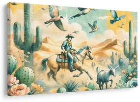 Tablou cowboy în peisaj deșertic