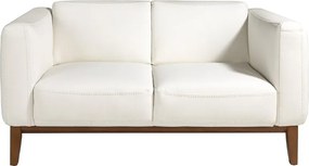 Canapea 2 locuri eleganta tapitata in piele alba, design LUX Arawan