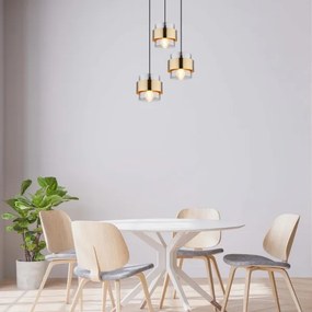 Lustră pe cablu MILEY 3xE27/60W/230V neagră/alamă Globo 15560-3H