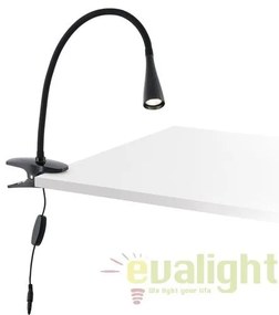 Lampa LED de birou neagra cu clip flexibila, LENA 52061