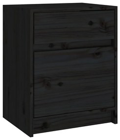808131 vidaXL Noptieră, negru, 40x31x50 cm, lemn masiv de pin