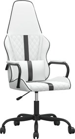 vidaXL Scaun de jocuri cu masaj, negru și alb, piele ecologică