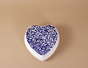 Cutie de depozitare inimioara din ceramică decorativă Scris Albastru