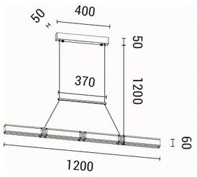 Lustră LED pe cablu LED/21W/230V 3000K 45x120 cm