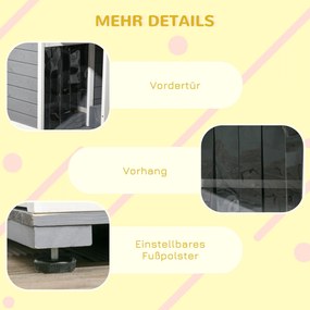 PawHut Căsuță pentru câini din lemn masiv, cu 2 boluri, verandă, rezistent la intemperii, 103 cm x 62 cm x 66 cm, Gri + Alb | Aosom Romania