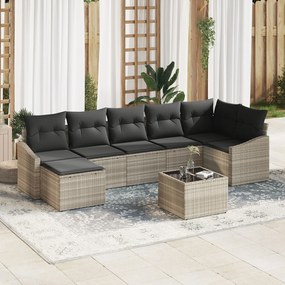 vidaXL Set de canapele pentru grădină 8 pcs Gri deschis Rattan poli