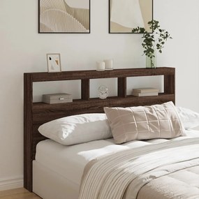 839209 vidaXL Tăblie de pat cu dulap și LED, stejar maro, 160x17x102 cm