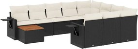vidaXL Set canapele de grădină cu perne, 11 piese, negru, poliratan